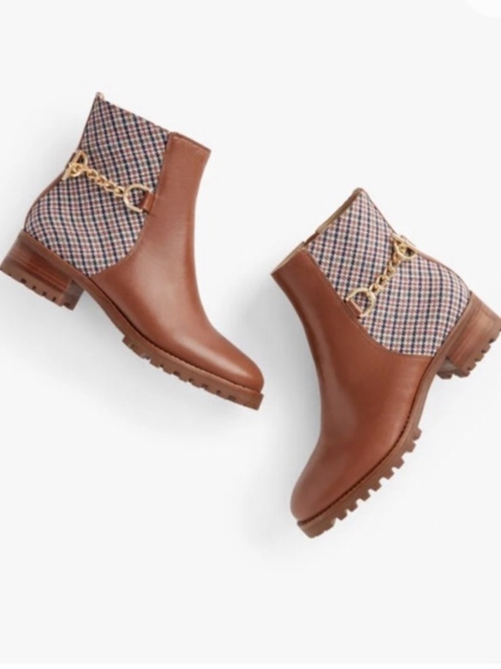 Talbots Tish Chain Leather Ankle Boots